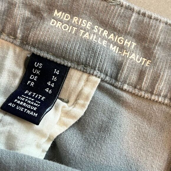 NWOT Lands' End Pants Women 14 Petite Gray Mid-Rise Straight Corduroy Pants - Picture 7 of 8